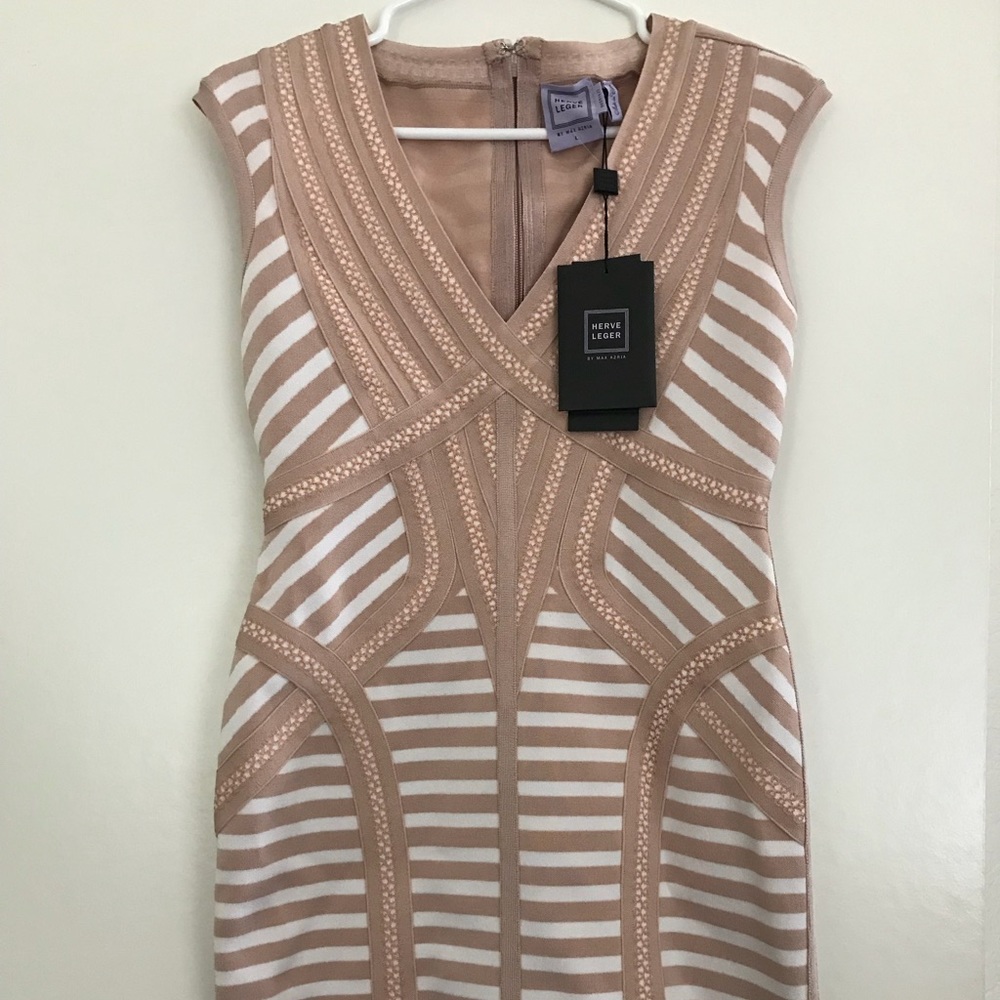 Herve Leger KATINA Striped Lacing Bandage Dress